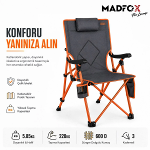Madfox FlexLounge 3X Katlanabilir Kamp Sandalyesi SteelEmber