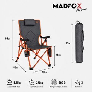 Madfox FlexLounge 3X Katlanabilir Kamp Sandalyesi SteelEmber