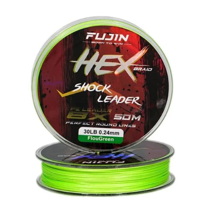 Fujin Hex Braid 8x 50mt Fluo Green PE İP Shock Leader 0.24mm 30LB