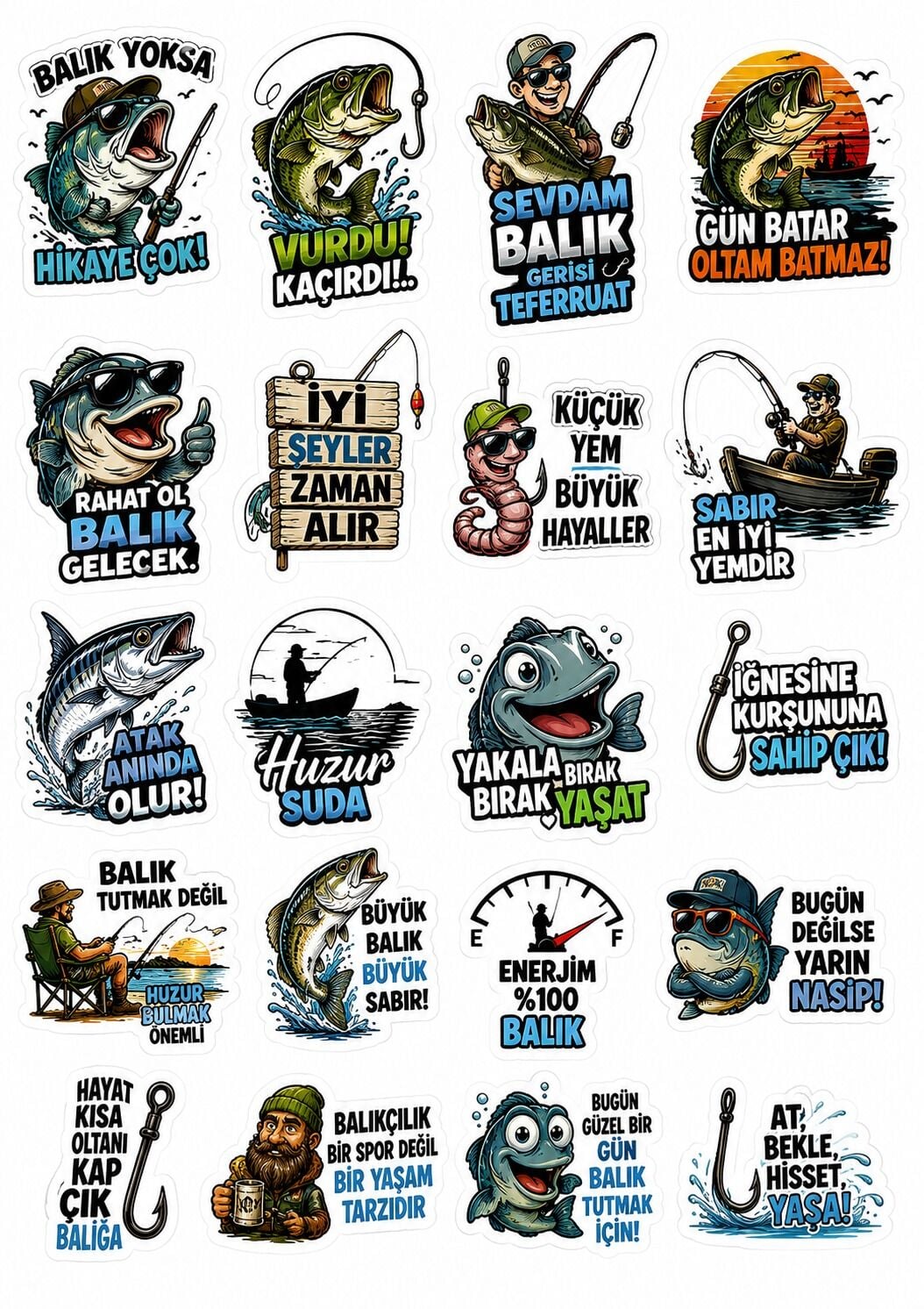 ADAŞ BALIKÇILIK FISH CARTOON STICKERS