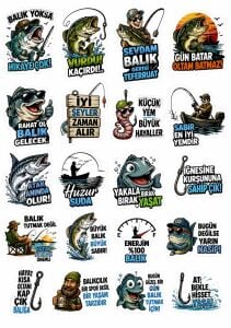 ADAŞ BALIKÇILIK FISH CARTOON STICKERS