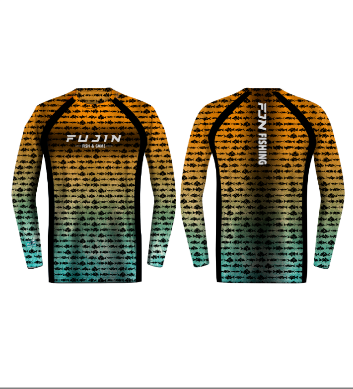 Fujin Performance T-Shirt Aqua Orange Fish