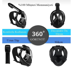 SHUFA Lxl Beden Siyah Dalış Maskesi Tam Yüz Full Face