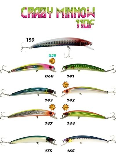 Fujin Crazy Minnow 110F 12gr Uzun olta Maket Balık