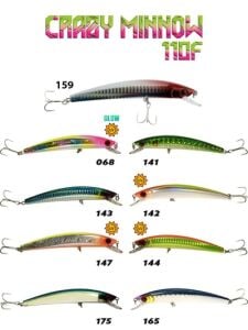 Fujin Crazy Minnow 110F 12gr Uzun olta Maket Balık
