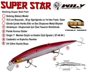 Wily Süper Star 18.5 cm Maket Balık 36 gr (Sinking)